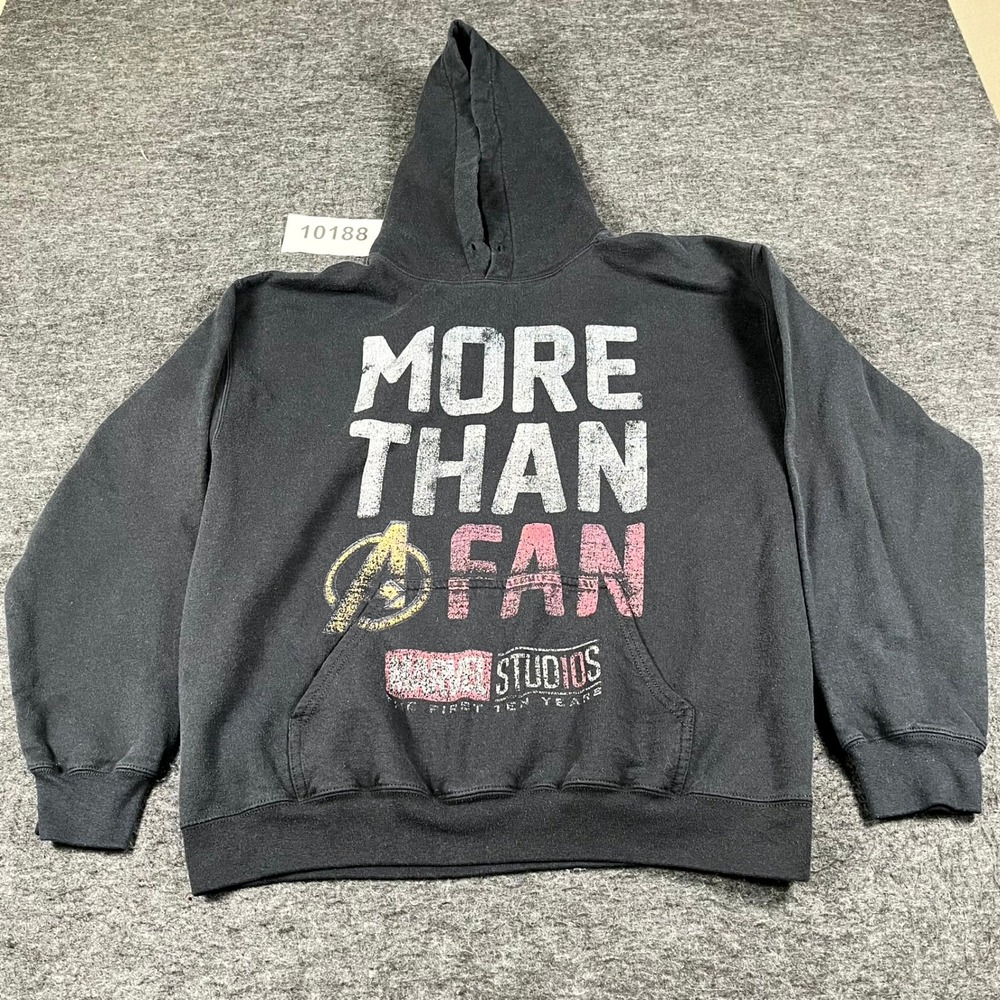 Marvel Studios Hoodie Mens L Black Avengers The First Ten Years Concert Style